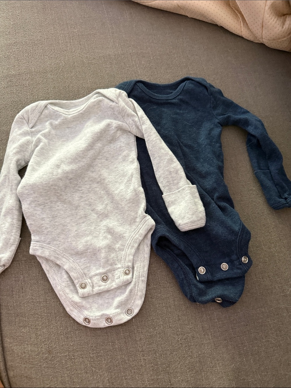 Carter's Long-Sleeve One-Piece Bodysuits - Gray & Navy (Set of 2)
